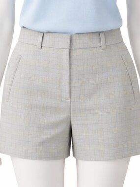 Nine West Womens Gray Plaid Elastic Waist Dress Shorts Size Medium